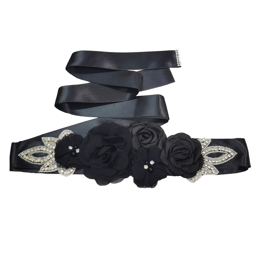 9469 Sash Belt With Flowers Pearls Rhinestone For Wedding Bride/Baby Shower